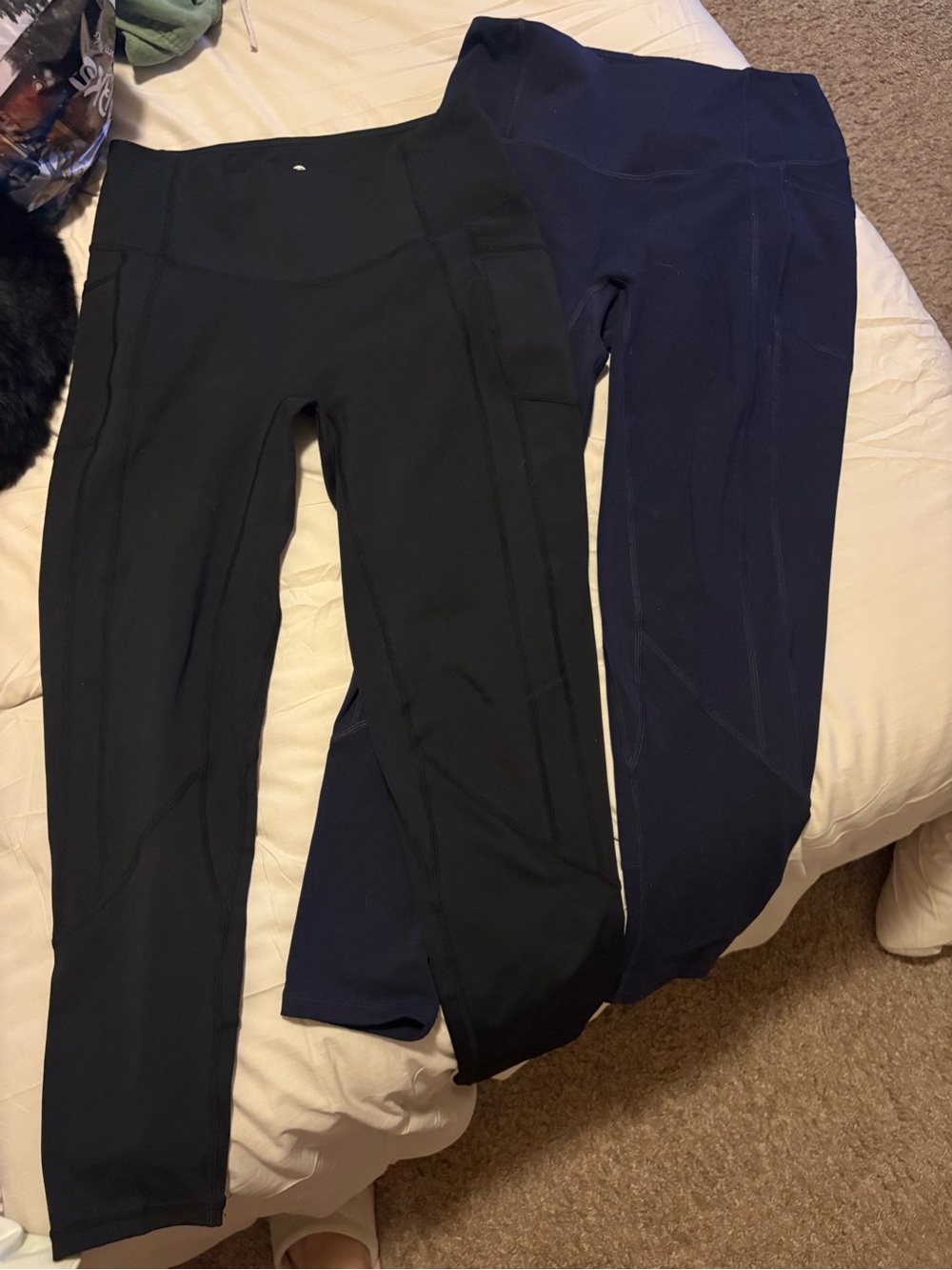 Til You Collapse Two Pairs of High-Rise Pocket Leggings - Black and Navy
